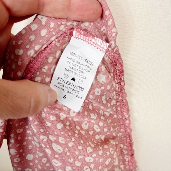 Hayden Los Angeles High Neck Tiered Tunic Top Pink Lightweight Smocked Size S - Picture 7 of 12